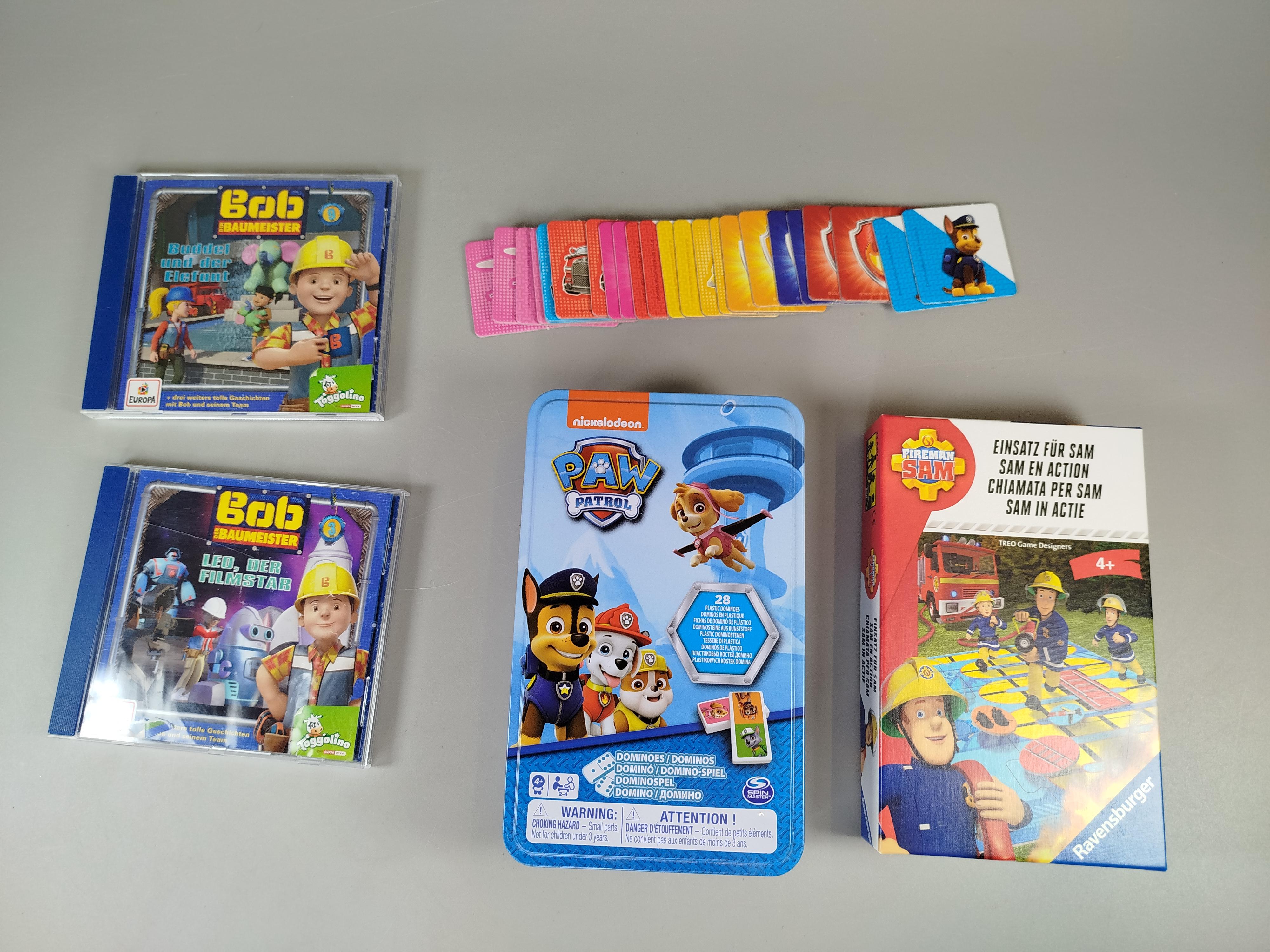 Set - Bob der Baumeister CDs, PAW Patrol & Feuerwehrmann Sam Brettspiele